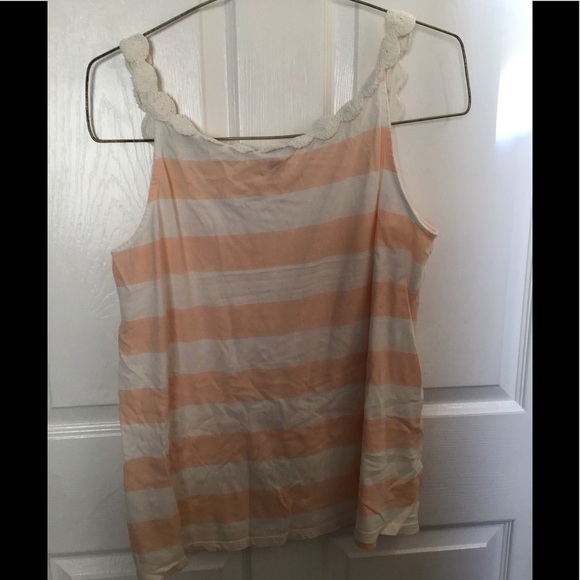 Peach and white stripped tank top Old Navy 2x - Picture 2 of 3